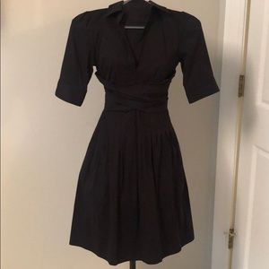 Black short sleeve tie in the back dress